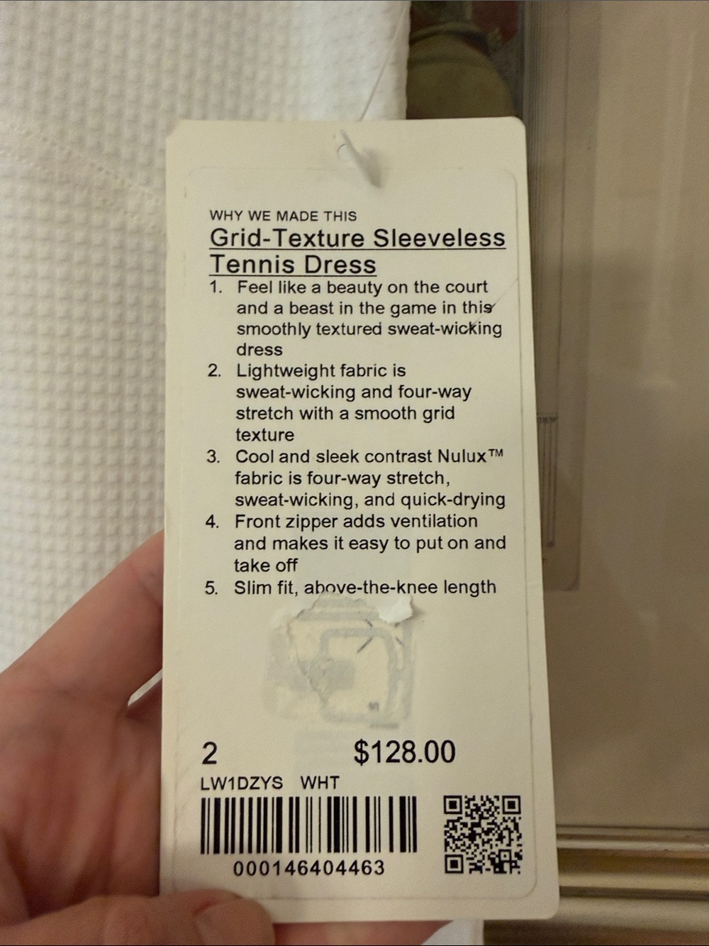 lululemon athletica White Grid-Texture Sleeveless Tennis Dress BNWT - Picture 5 of 12
